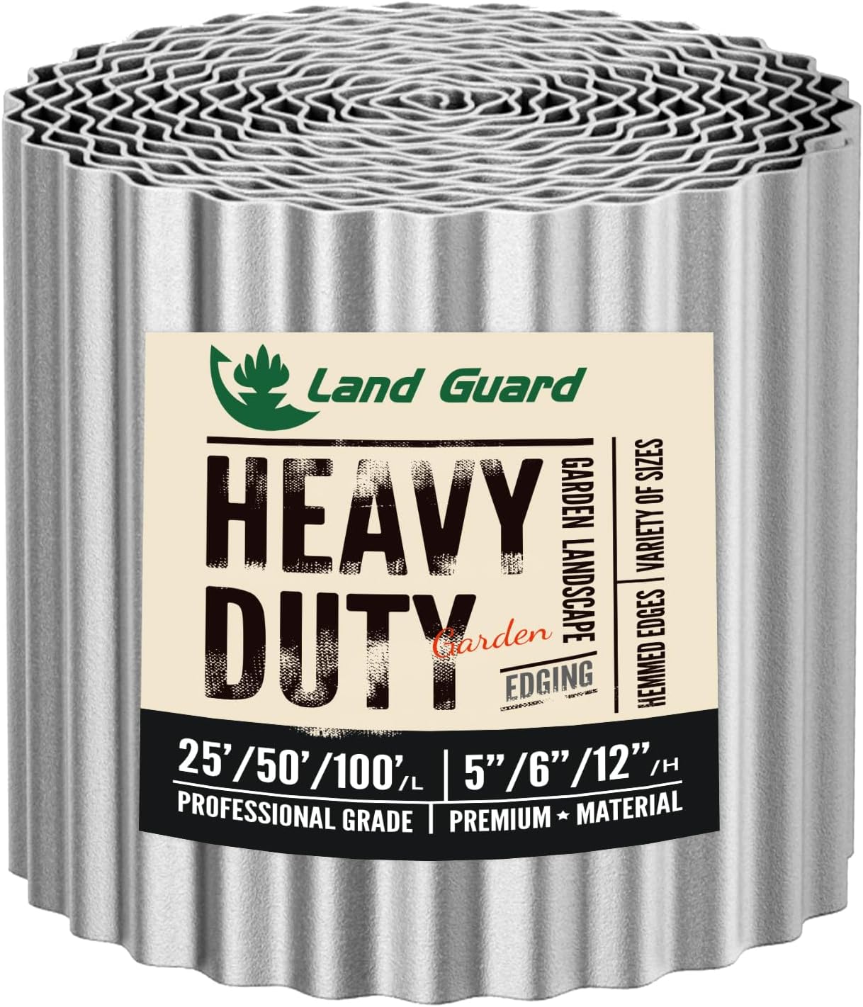 Land Guard Corrugated Garden Edging Border,6 x 50' Landscape Paver Edging, Tall Landscape Edging, Fence for Garden, Flower Bed, Lawn and Landscape Edging (Silver)